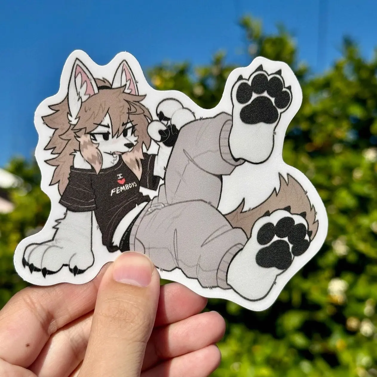 Fry Wolf Dog Paws Furry Stickers