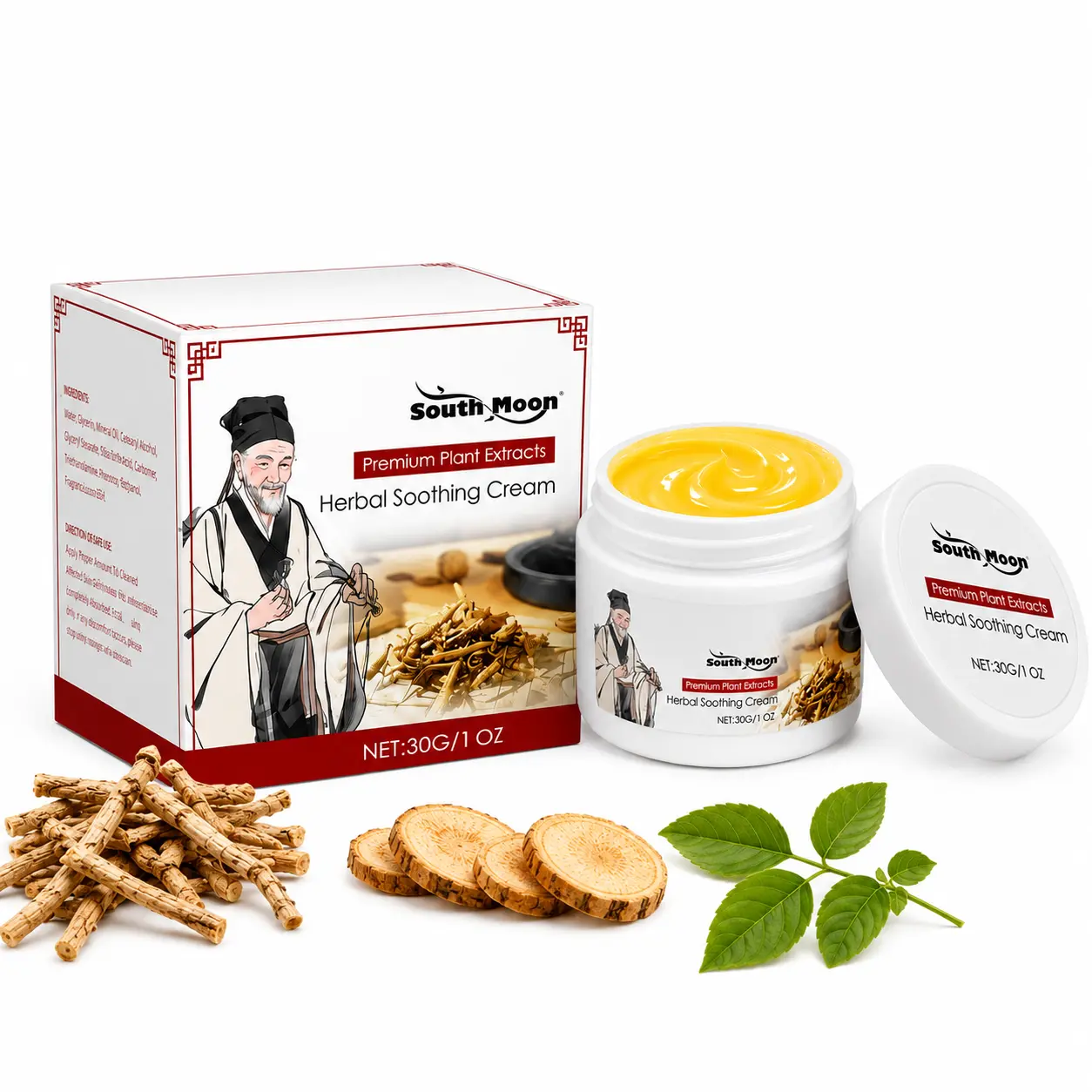 Herbal Soothing Cream for Dry Rough Skin, Botanical Moisturizing Cream with Plant Extracts, Hydrating Body Balm for Hands, Elbows & Feet, Daily Skin Care, 30g