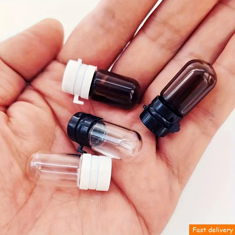 100pcs 0.05oz mini glass bottle with locking flip-leak-proof travel-sized container empty refillable design bottle, Empty Cosmetic Bottles, for skin care, essential oil, perfume and makeup remover-transparent refillable sample bottle