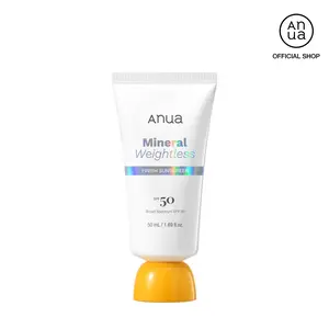 [Anua] Mineral Weightless Finish Sunscreen l SPF 50, Broad Spectrum, Zinc-Based for Sensitive Skin, Lightweight Hydrating Lotion Texture, Under Makeup, Korean Skincare, 1.69 fl oz