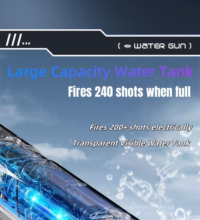 Auto-Fill Electric Water Gun, Pulse Jet Squirt Gun with LED Light Show, 40ft Long Range Rapid-Fire Water Blaster, USB Rechargeable Large Tank Waterguns for Kids & Adults, Adult Water Gun for Pool Beach Backyard