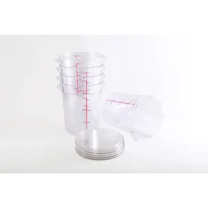 Hakka 8 Qt Commercial Grade Round Food Storage Containers with Lids,Polycarbonate,Clear - Case of 5