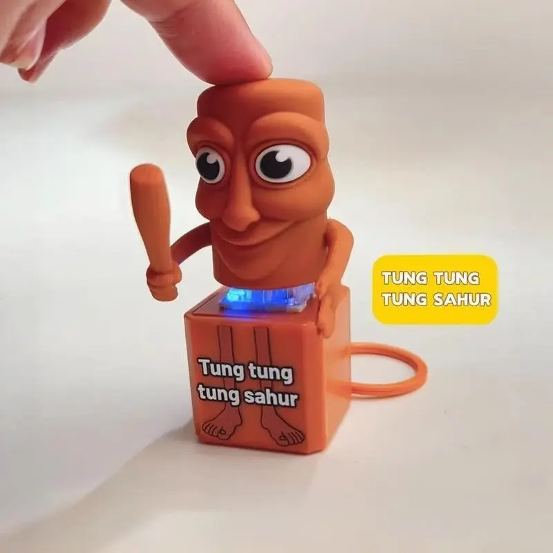 Funny Italian Brainrot Tung Tung Sahur Realistic Sound Keychain, Cute Viral Stress Relief Toy, Press Button Fidget Toy Gift for Adults & Kids, Compact Keychain, Sensory Fidget Keychain, Multifunctional Keychain, Button Clicker Keychain, Cool Keychains