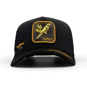 THE KING RANCH PERICO Blac/Blac Baseball Cap with Gold Embroidery Be Real Without Screwing Anyone Design Black Material Unique Text Design