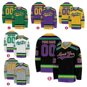 Personalized Mardi Gras Hockey Jersey, Custom Name Mardi Gras Hockey Jersey, Hockey Jersey Uniform For Hockey Fans, Mardi Gras Outfit