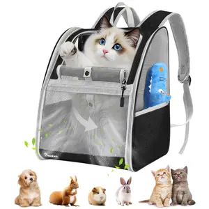 Pawaboo Large Cat Carrier Backpack, Small Dog Carrier Backpack for Small Medium Cats & Puppies, Fully Ventilated Upgraded Steel Frame Bubble Cat Carrier for Hiking Travel Cycling - Pink (up to 22lbs)