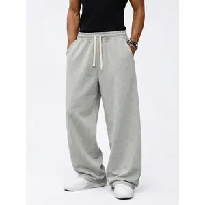 Plus Size Men's elastic waistband sweatpants, casual sportswear wide-leg style pants, with pockets, suitable for spring, autumn and winter seasons, casual men's pants, sport pants, casual sportswear pants