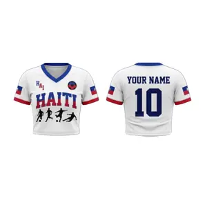 Haiti Soccer Crop Top: Custom Name Number Football Jersey (Womens)