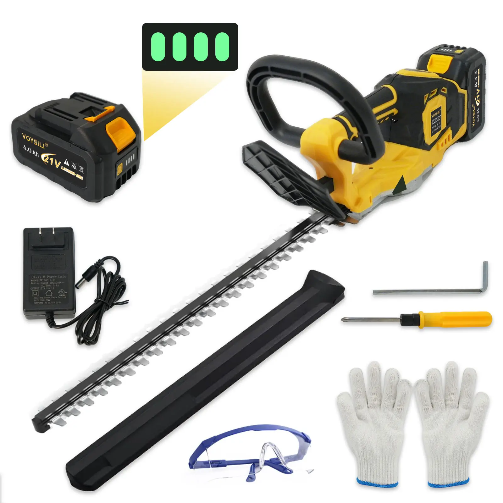 21V Cordless Electric Hedge Trimmer - Dual Safety Locks, Low Vibration, 3 Power Modes, 4.4 lbs Lightweight, 22000 RPM, Easy Maintenance, Splash Guard, Fast Charger - For Hedge, Shrub Pruning in Courtyards, Gardens, Hedge Trimmers