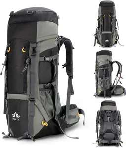 Night Cat Unisex Internal Frame Camping Backpacks - 70L (90L Expandable), Waterproof, Tear-Resistant, Lightweight, Breathable, Adjustable Strap, Ideal for Hiking, Mountaineering, Father's Day Gift