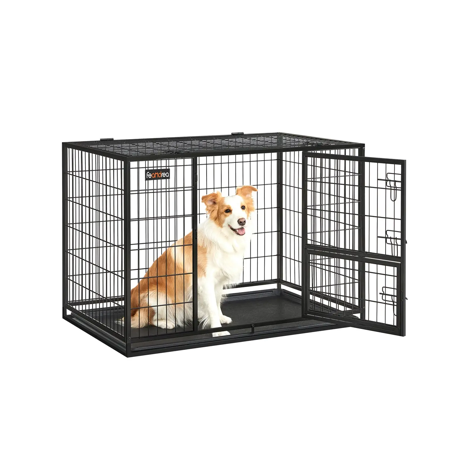 Feandrea Heavy-Duty Dog Crate with Removable Tray, Crate Kennel, Sturdy Crates & Kennels
