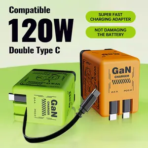 Dual USB-C |Fast  with Retractable Type C CableCompatible with iPhone 17/16/15, iPad, Galaxy S25/S24,Steam Deck, Switch |GaN Charging Tech promax phoneaccessories,travel adaptor, Fast Charge 4-in-1 Wall Charger Set, cord