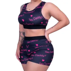 Yes daddy two piece Cotton Comfort Cute Soft Spandex Stretchy Womenswear Lightweight