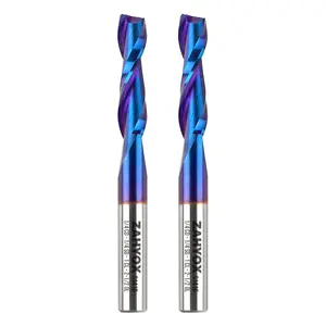 2Pack - S1416 Solid Carbide nACo Coated Upcut Spiral Router Bit - 2Flutes - 1/4 SD - 1/4 CD - 1 CL - 2-1/2 OL