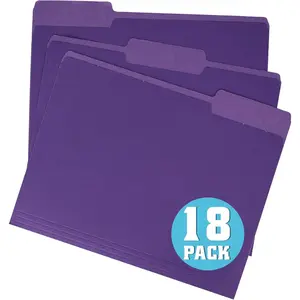 18 Pack 8.5x11 Inch 1/3 Cut Tab Colored Letter Size File Folders Purple Office Folders for Document