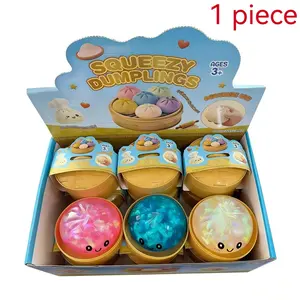 Colorful Sensory Toy Stress Ball, Bright Powder Dumpling Squeezing Toy, Soft Dough Dumpling Stress Ball, Steam Basket Design