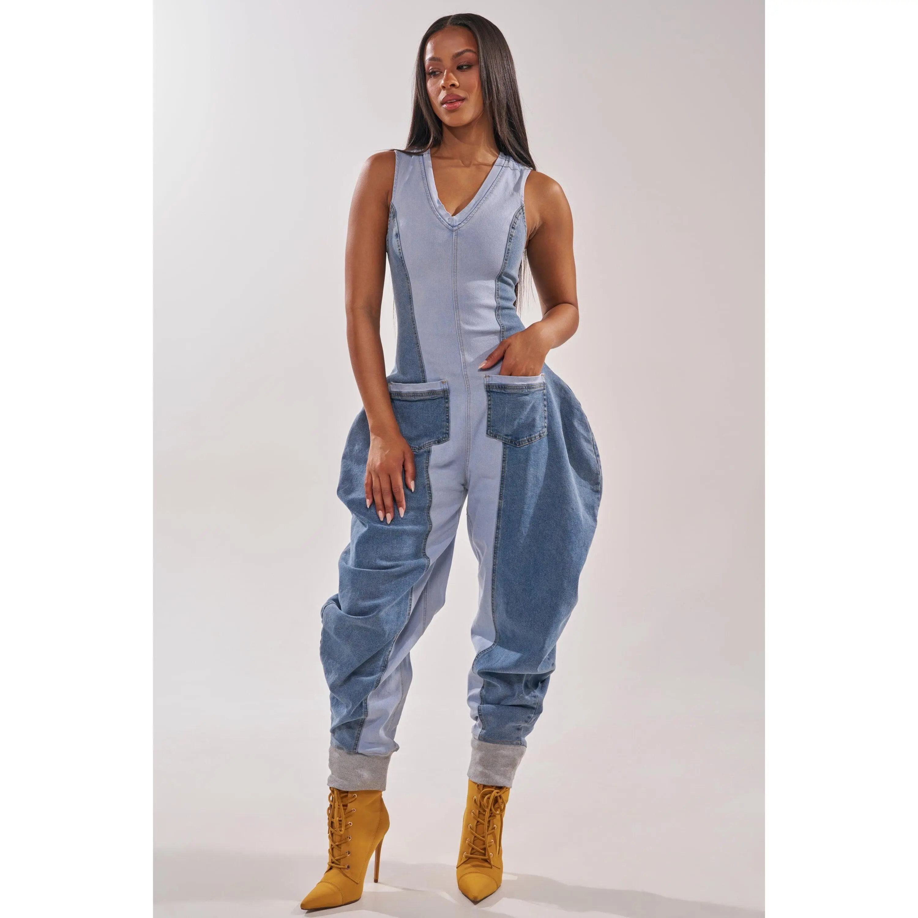 TALK OF THE STREET DENIM JUMPSUIT