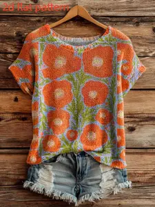Women's Summer Fashion Sleeveless Round Neck Top, Floral All Over Print Digital Print, Casual Knitwear, Trendy Ladies' Clothing, Womenswear