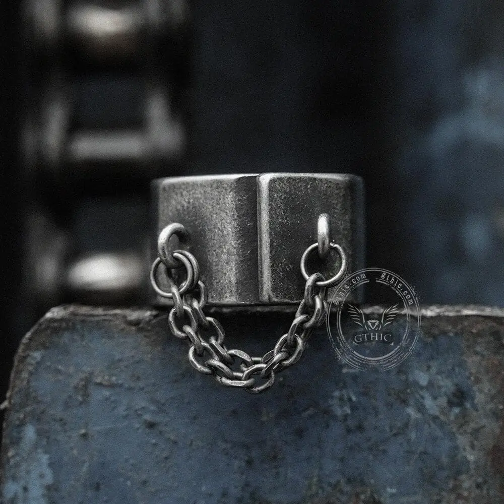 GTHIC Unique Unisex Chain Asymmetric Ring Simple Geometric Stainless Steel Jewelry For Daily Wear Personalized Birthday Gift