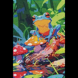 Frog Diamond painting, Mushroom Crystal Diamond Painting Kit, Frameless