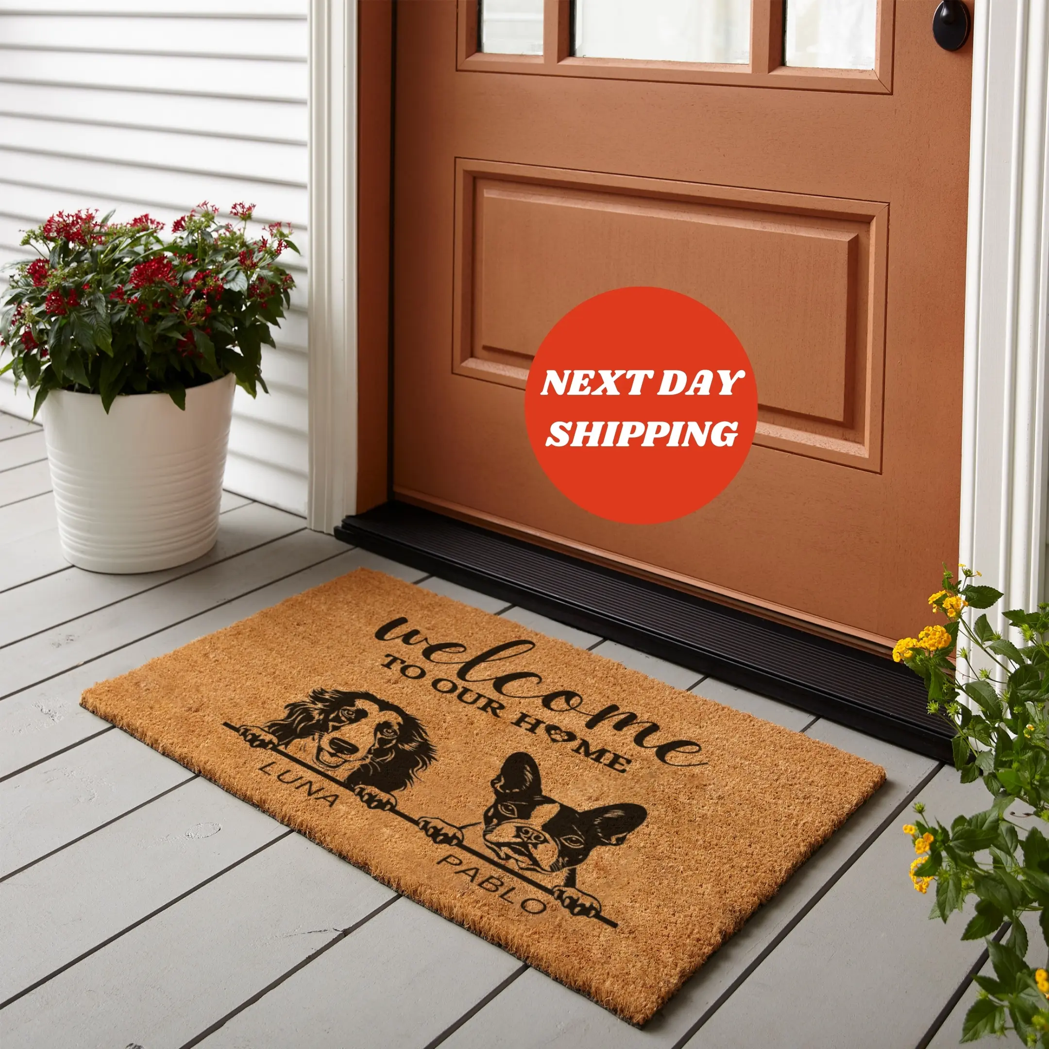 Welcome To Our Home Doormat, Life is Better with a Dog Doormat, Dog Lovers Dad Gift, Entryway Mat, Unique Pet Lover Gift, Outdoor Mat, Personalized Dog Gift, Dog Welcome Mat, Housewarming Dog Gift, Custom Name Doormat, Dog Lover Gift, Home Gifts