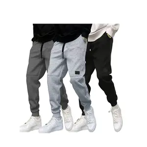 Men's Elastic Waist Sports Pants - Lightweight and Warm with Pockets, Loose Casual Autumn and Winter Outdoor Running Long Pants, Machine Washable Solid Color Comfortable Sports Pants