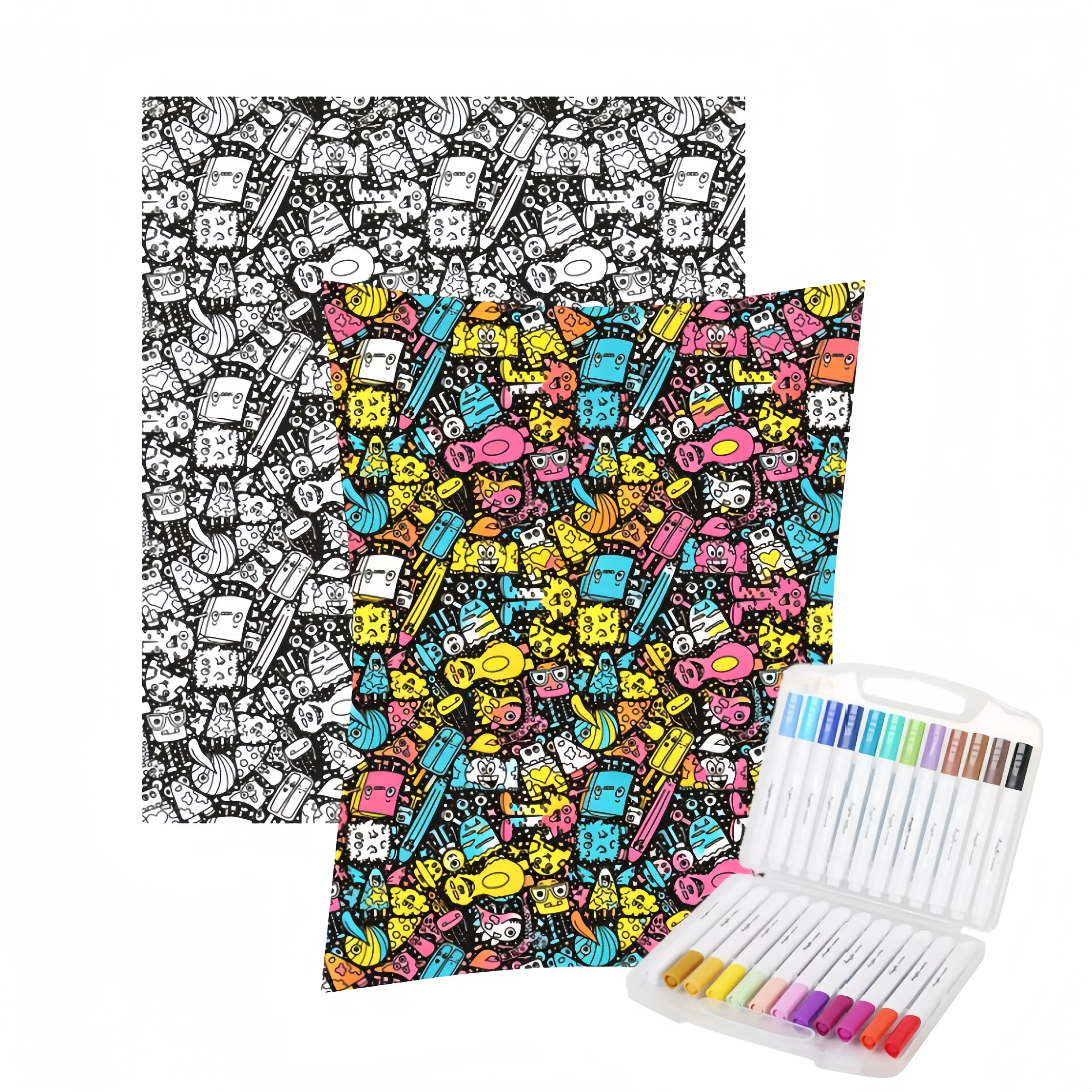 DIY Coloring Blanket Art Kit - DIY Craft Kit with 24 Vibrant Markers, Permanent Art Quilt for Kids, Personalized Home Decor, Birthday Gift Set, Art Kits