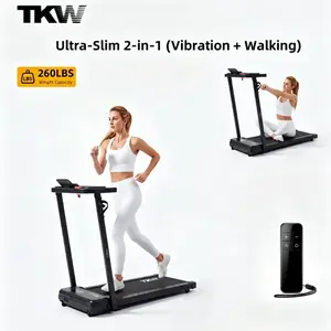 TKW Easy Storage Walking Vibration Pad P1,Vibrating Plate, Remote Control Lightweight Under Desk Treadmills For Home & Office,Servo Motor Technology, 4 in 1 Portable Walking Pad Treadmill,Adjustable Incline, 260lbsWeight Capacity