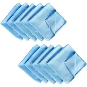 Microfiber Glass Detailing Cleaning Cloths-10 Pack (12" x 12")-Streak Free-Lint Free- Clean Windows,Mirrors,Windshield,  Screen,TV Tablets and Dishes