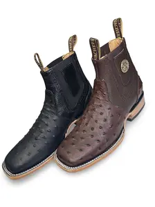 Botin Vaquero Print Vestruz Cafe Y Negro Para Caballero