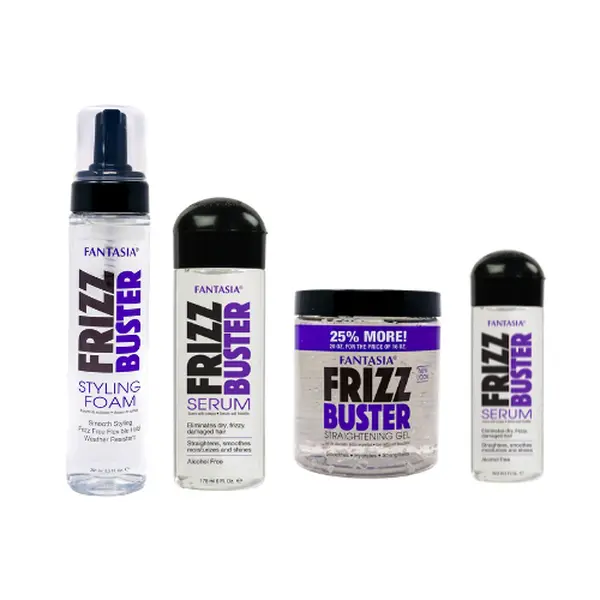 Fantasia IC Frizz Buster Complete Bundle Gel 20oz + Foam 8.5oz + Serum 6oz + Travel Serum 2oz, Haircare, Hydrating