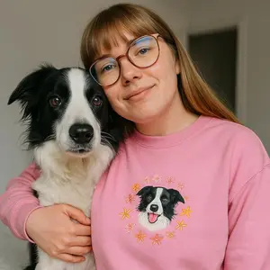 Custom Pet Portrait Sweatshirt – Embroidered Pet Face Sweater – Personalized Dog or Cat Gift – Pet Memorial Gift for Pet Lovers