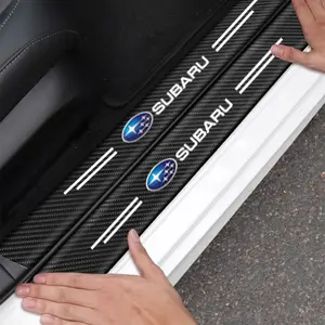 1/4/5PCS Car Door Threshold Protector Decal Carbon Fiber 3D Tape Sticker, Car Door Trim Sticker, Door Mirror Protector Strip Waterproof Adhesive For Subaru Impreza Forester WRX Outback Auto Interior Accessories