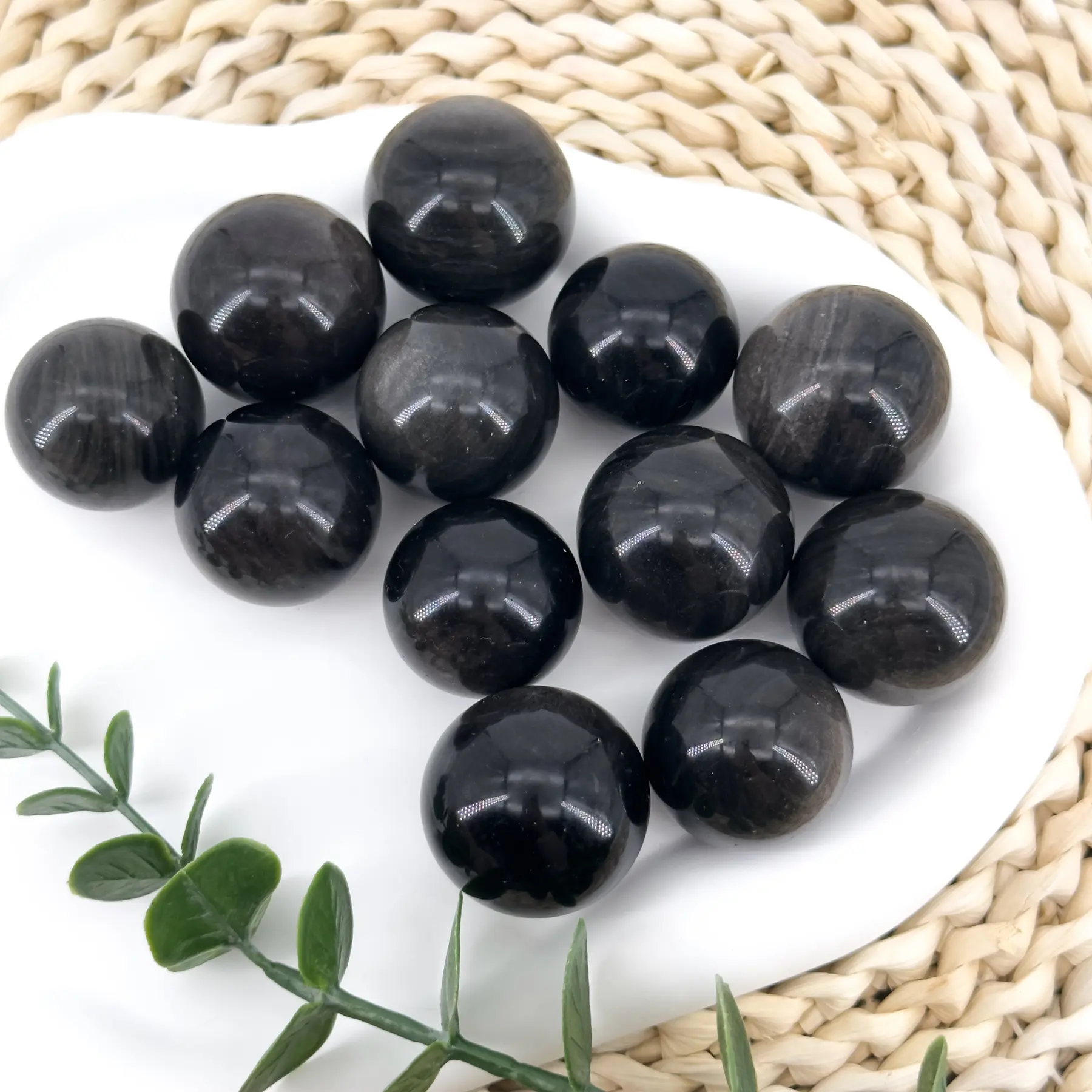 【Star Gate】1 count Natural Silver Obsidian Sphere Crystal, spirit repair, home decoration, crystal gift