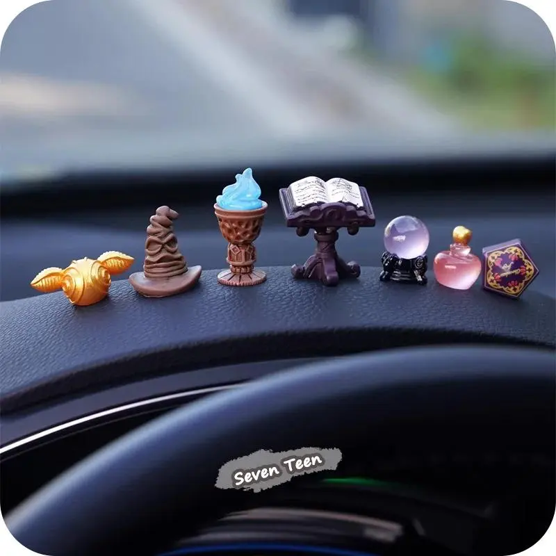 Magic Academy Series Car Miniature Decorations: Sorting Hat, Magic Book, Goblet of Fire, Golden Snitch/Harry Potter 7 Pieces, Car, Computer DIY