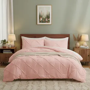PEACE NEST 3-Piece Comforter Set (only 2 pcs for Twin Size)Elegant Pintuck Ultra Soft Breathable Machine Washable All Season Bedding  Twin Full Queen King Sizes Hotel Quality