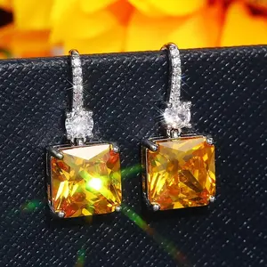 Exquisite Shiny artificialZircon Dangle Earrings Silvery Plated Ear Jewelry For Women Bridal Wedding Jewelry