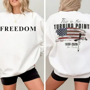 This Is The Turning Point 1993-2025 For Charlie Sweatshirt, Freedom, Patriotic, God Bless America, Christian Cross, Flag USA, Charlie Kirk, For Men, For Women