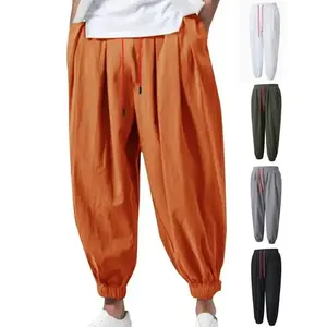 Men's New Loose-Fit Linen Pants, Summer Thin Wide Leg Harem Trousers, Breathable Quick-Dry Sweatpants for Spring, Summer, Fall