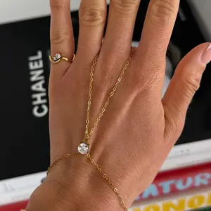 EVRY JEWELS Gold or Silver Plated Women's She's A Gem Hand Chain