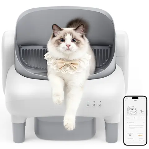 FUMOI Smart Automatic Self-Cleaning Litter Box for Multiple Cats - 2.4G WiFi Compatible, Safety Sensors, Odor Lock, Instant Pause, Leakproof Edges, 10.5L Bin, Washable Liner, Low Maintenance, Reduced Waste | Pet Supplies Litter Tray for Cat Owners,familyf
