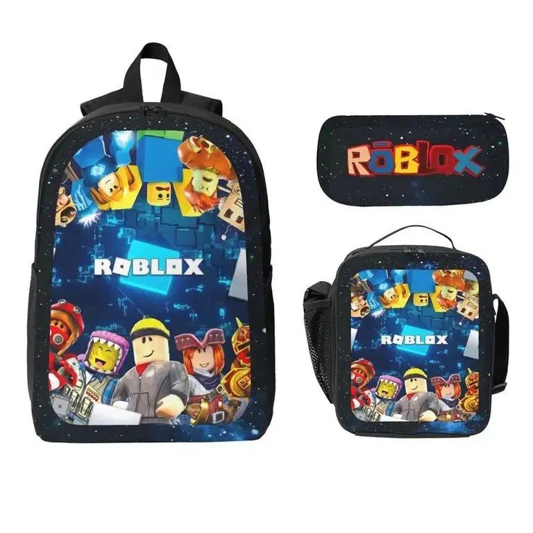 3Pcs Gamer Graphic School Backpack Set with Insulated Lunch Bag & Pencil Case, Galaxy Gaming Bookbag Daypack for Boys Girls Kids