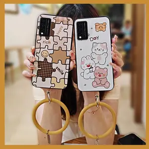Cartoon Youth Phone Case For TCL T-Mobile Revvl V+ 5G/Revvl V Plus 5G Ring Creative Anti-knock Soft Case heat dissipation Solid Color Waterproof Dirt-resistant Back Cover Cute