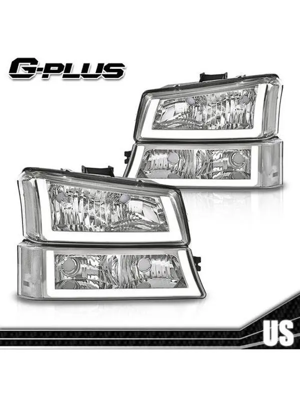 G-PLUS Smoked Lens Automotive Headlight Assemblies, Chevy Truck Accessory Front Lights Head Lights for Car Replacement for 99-02 Silverado, Car Lighting Exterior Upgrade Bumper Headlamps, Pair Set
