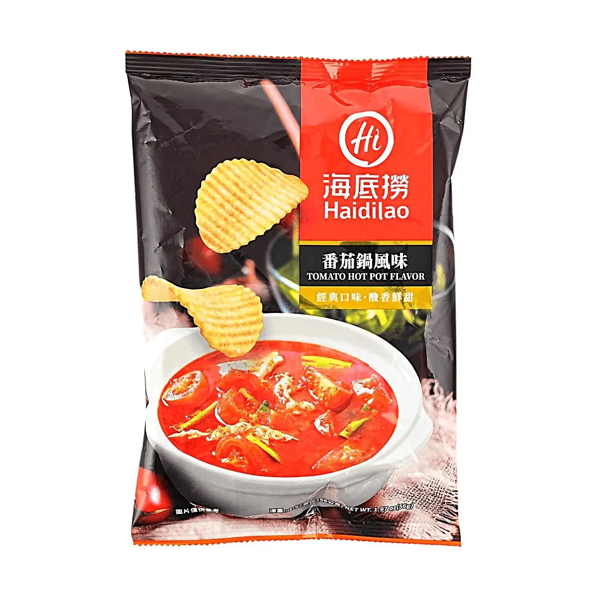 Haidilao Tomato Hot Pot Flavor Potato Chips - Authentic Taiwanese Snack, 56g Crispy Yummy Chips