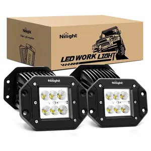 Nilight 4.8-Inch 18W Flush Mount Flood LED Work Lights - 4-Piece LED Car Lights for Automotive & Motorcycle Use