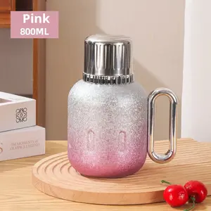 ONE Titanium Thermos 800ML Matte Stainless Steel Mug with Mechanical Temp Display Large Capacity All-Steel Pot for Hydration
