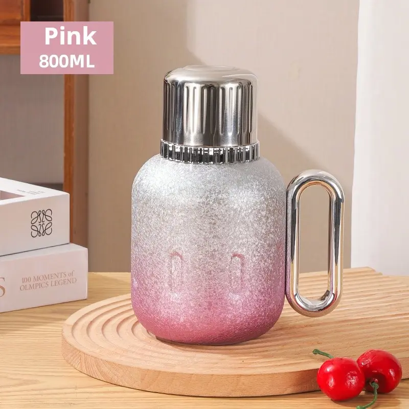 ONE Titanium Thermos 800ML Matte Stainless Steel Mug with Mechanical Temp Display Large Capacity All-Steel Pot for Hydration