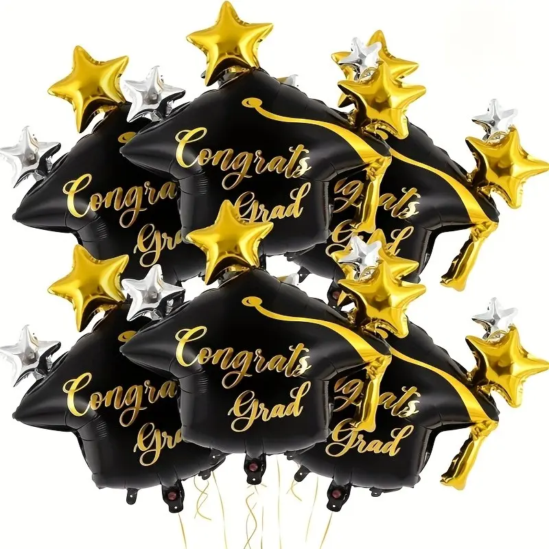 Graduation Cap Foil Balloons Set, Party Balloons Decorations, Perfect for Celebrating Milestones & Special Occasions, Includes 6 Pieces for Festive Decorations