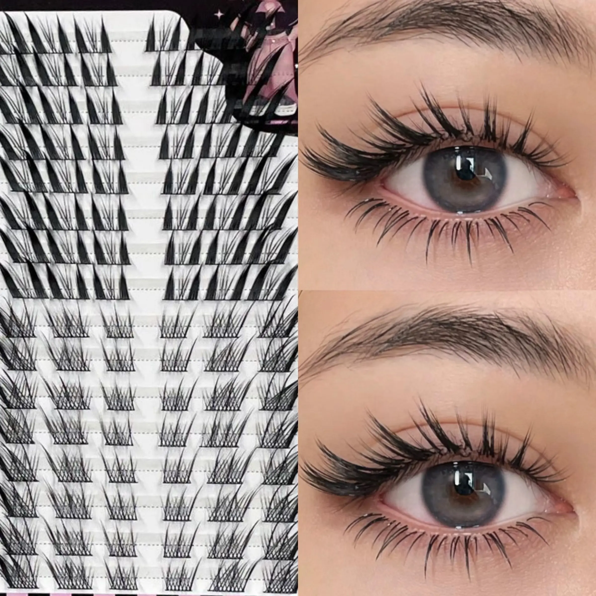 MIXIAOHE Fox Eyelash Book with a large capacity of 208 clusters, single cluster DIY, four mixed styles, Volume false eyelashes, thick and elongated, false eyelashes, simulated eyelashes for beginners, Diy Makeup Lashes, Diy Eyelash Extensions